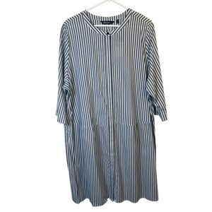 Ulla Popken Gray White Striped Lightweight Shirt Dress Size 20/22 NWT